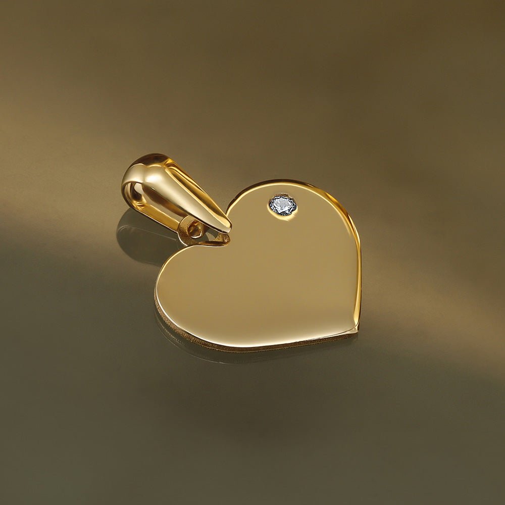 9ct Yellow Gold Plain Heart Pendant 15mm - FJewellery