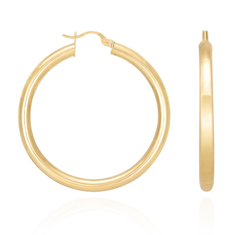 9ct Yellow Gold Plain Hoop Earrings ERV0023L - FJewellery