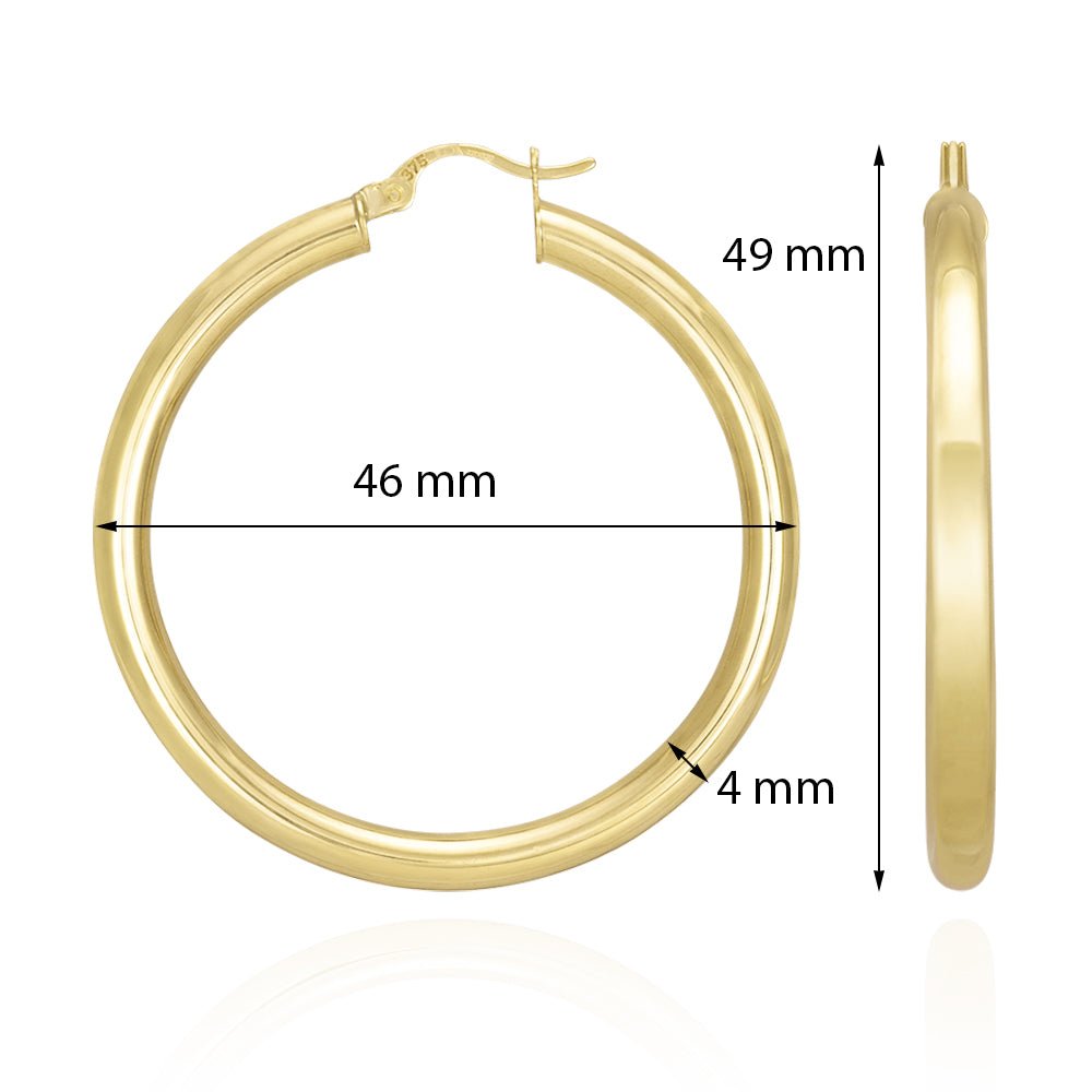 9ct Yellow Gold Plain Hoop Earrings ERV0023L - FJewellery