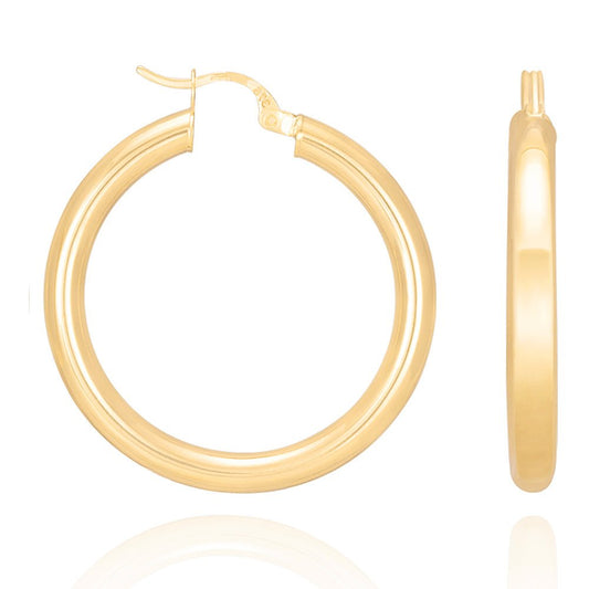 9ct Yellow Gold Plain Hoop Earrings ERV0023M - FJewellery