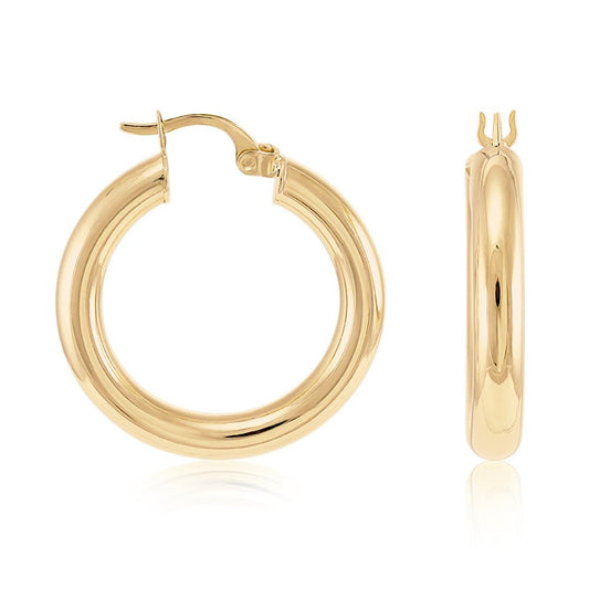9ct Yellow Gold Plain Hoop Earrings ERV0023S - FJewellery