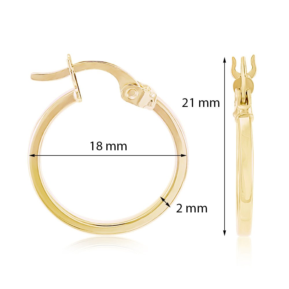 9ct Yellow Gold Plain Hoop Earrings ERV0038S - FJewellery