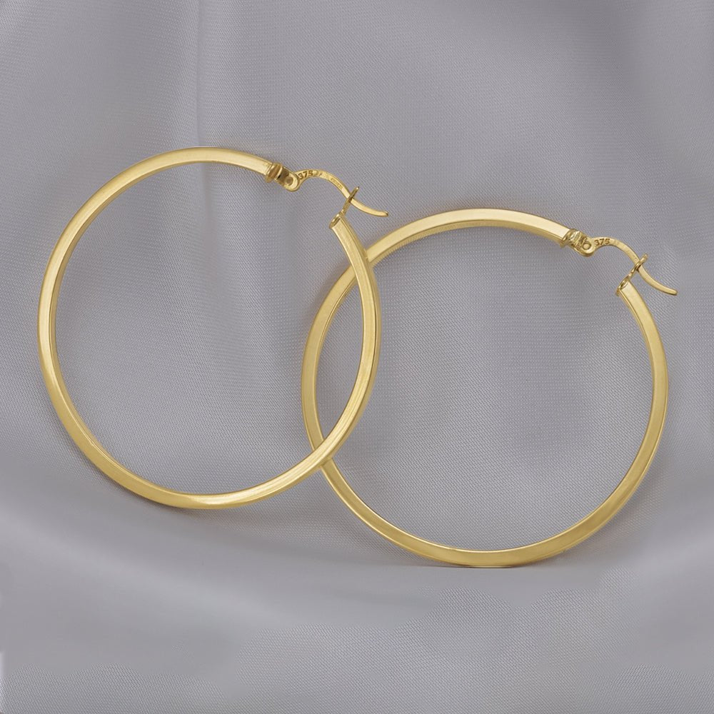 9ct Yellow Gold Plain Hoop Earrings ERV0048L - FJewellery