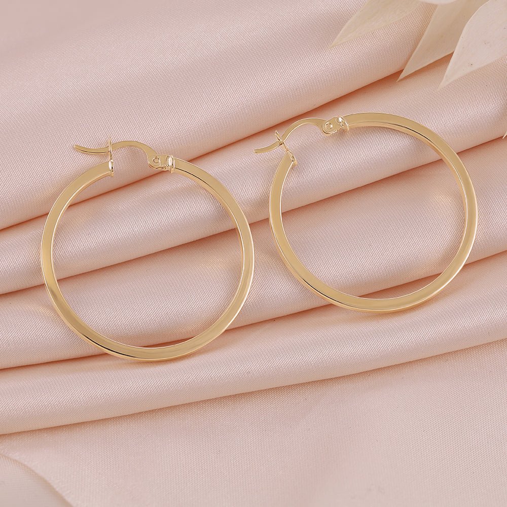 9ct Yellow Gold Plain Hoop Earrings ERV0048M - FJewellery