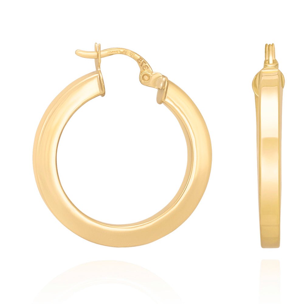 9ct Yellow Gold Plain Hoop Earrings ERV0053S - FJewellery