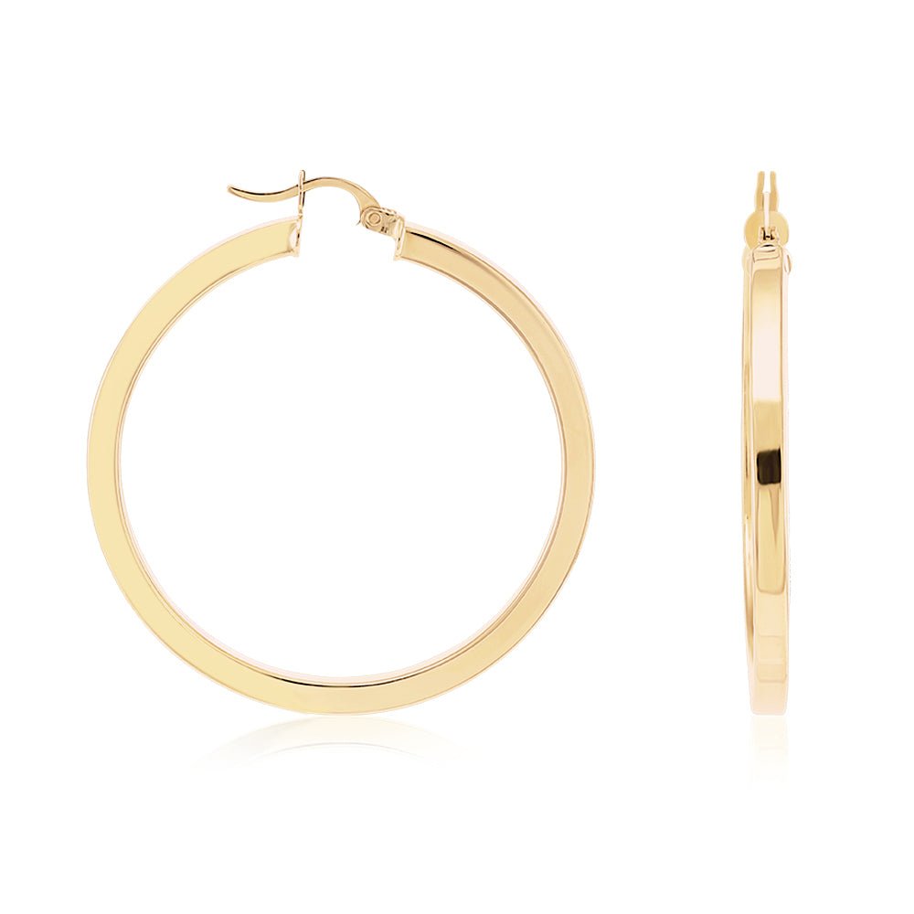 9ct Yellow Gold Plain Hoop Earrings ERV0057L - FJewellery