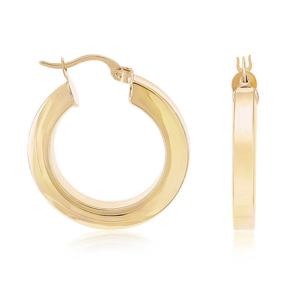 9ct Yellow Gold Plain Hoop Earrings ERV0057M - FJewellery