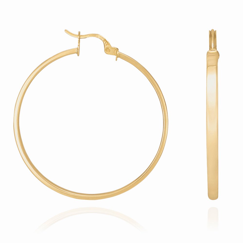 9ct Yellow Gold Plain Hoop Earrings ERV0072L - FJewellery