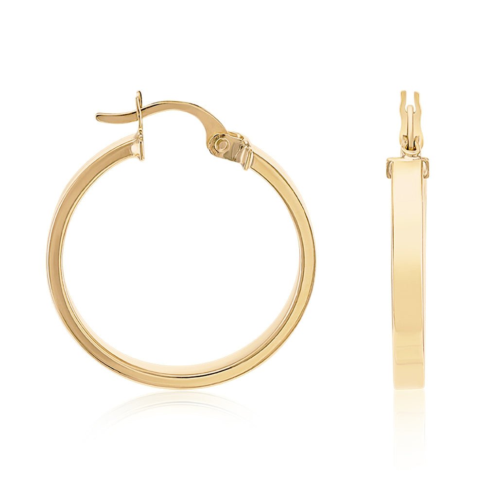 9ct Yellow Gold Plain Hoop Earrings ERV0072S - FJewellery