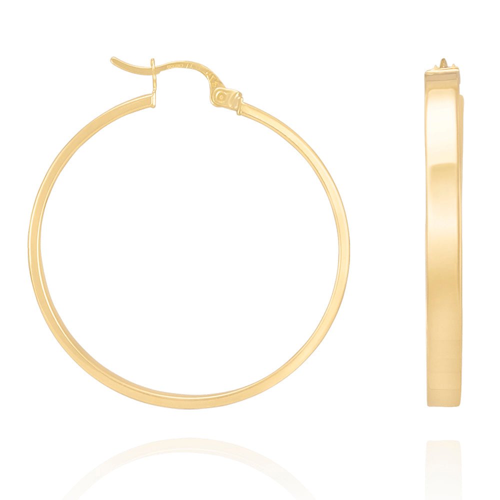 9ct Yellow Gold Plain Hoop Earrings ERV0082L - FJewellery