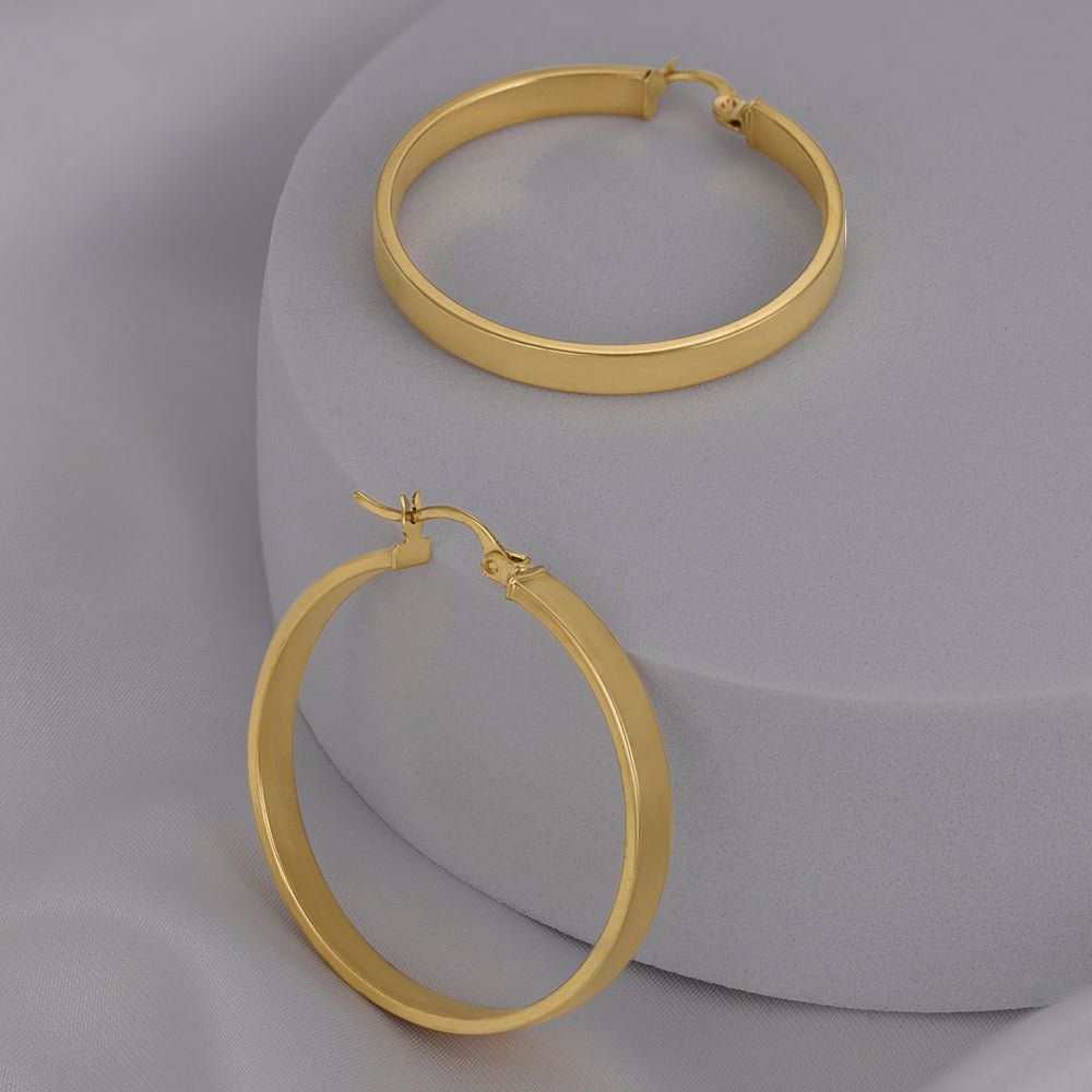9ct Yellow Gold Plain Hoop Earrings ERV0082L - FJewellery