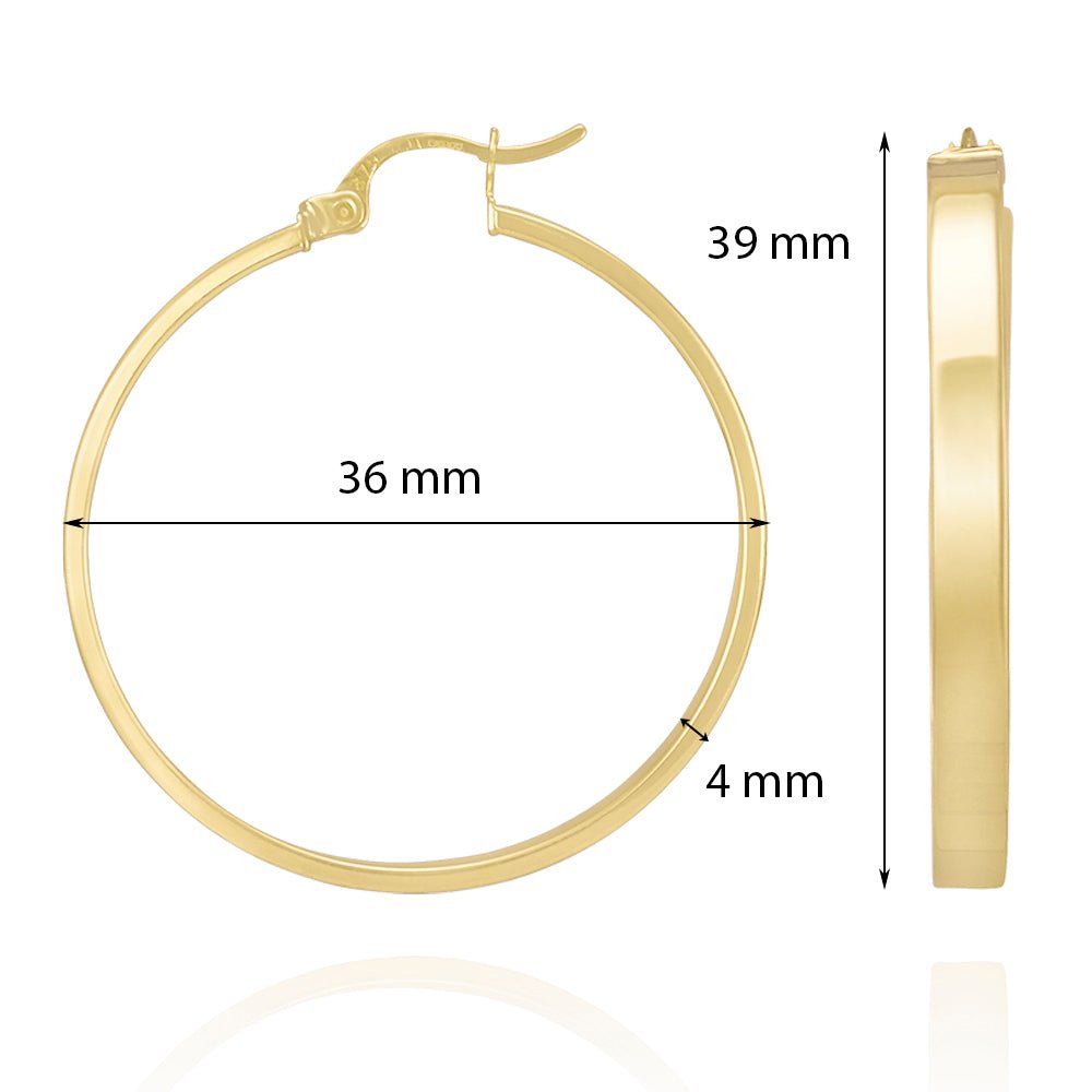 9ct Yellow Gold Plain Hoop Earrings ERV0082L - FJewellery