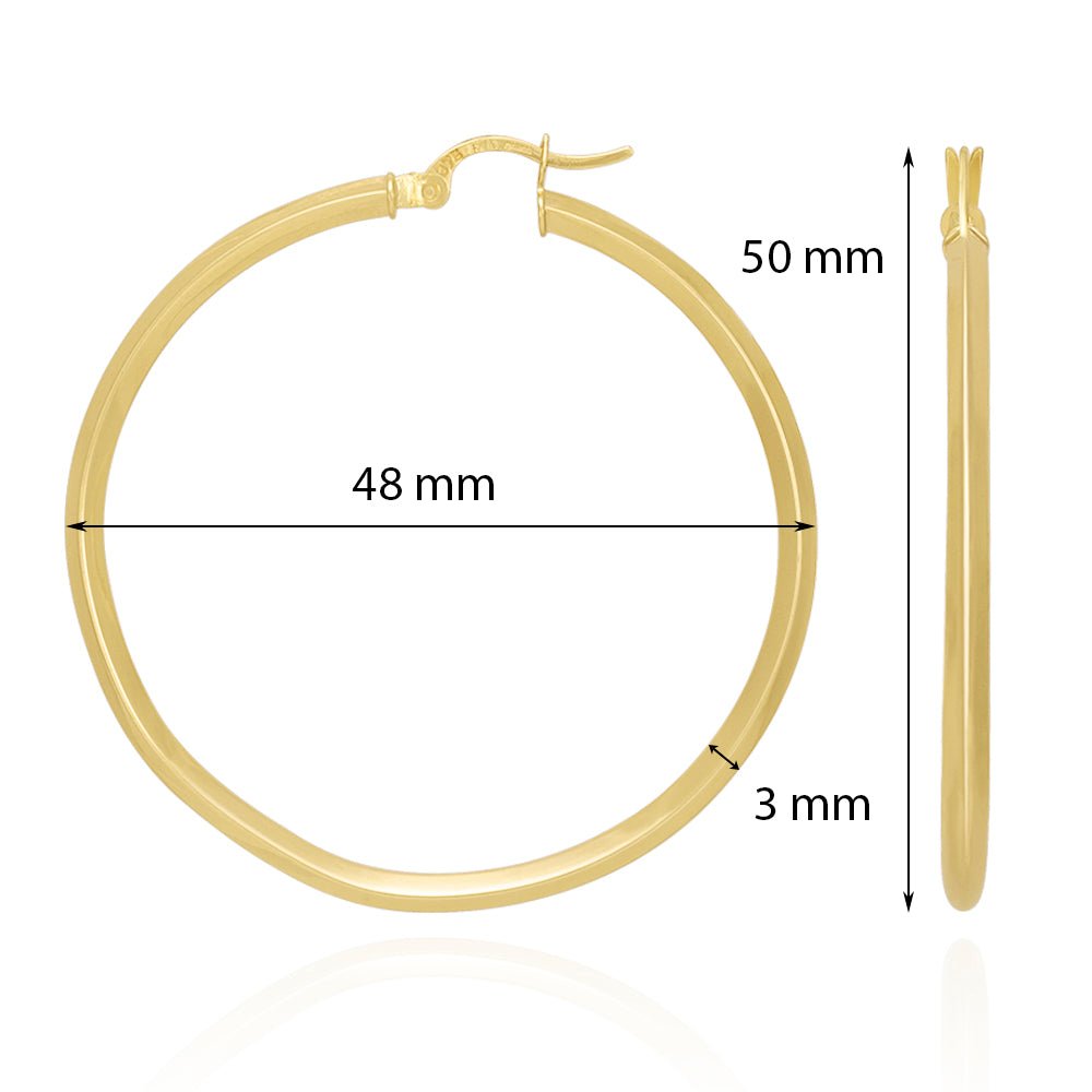 9ct Yellow Gold Plain Hoop Earrings ERV0087L - FJewellery