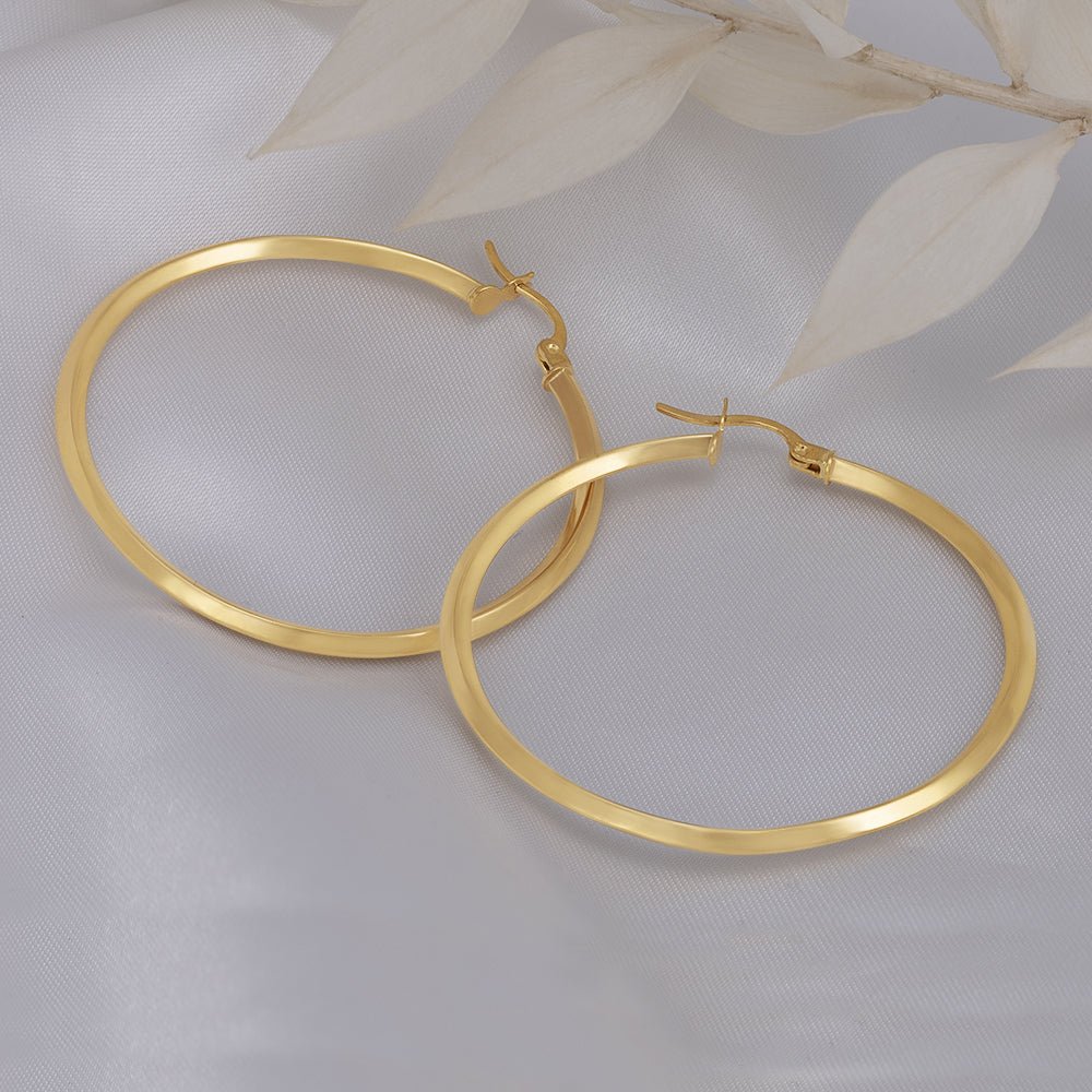 9ct Yellow Gold Plain Hoop Earrings ERV0087L - FJewellery