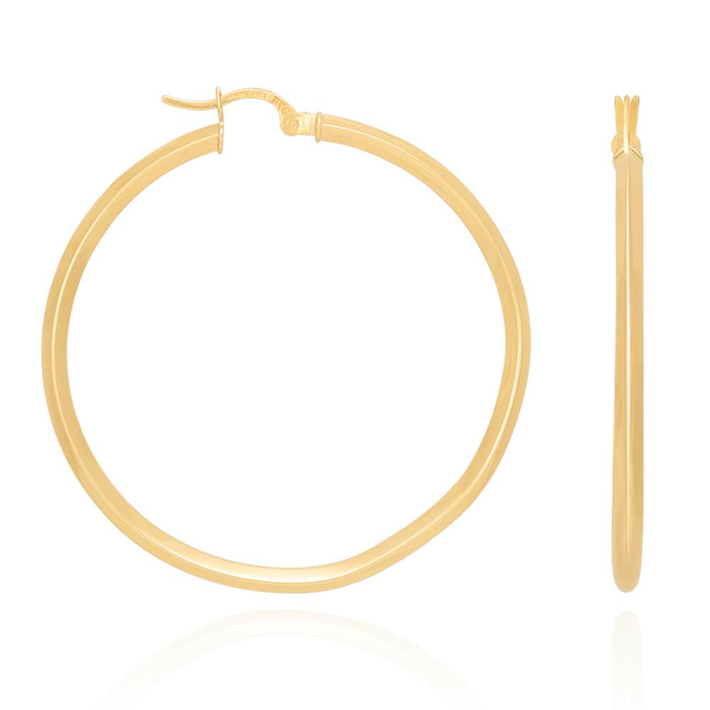 9ct Yellow Gold Plain Hoop Earrings ERV0087L - FJewellery