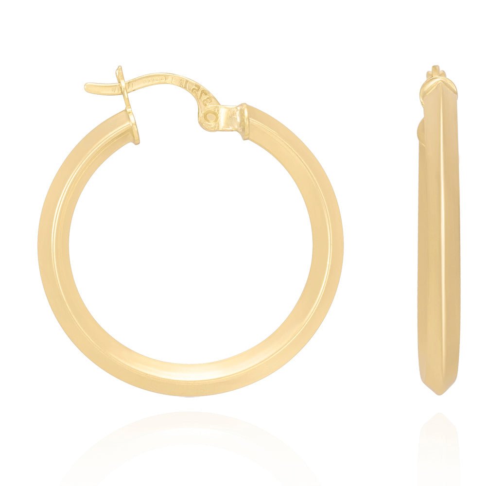 9ct Yellow Gold Plain Hoop Earrings ERV0087S - FJewellery