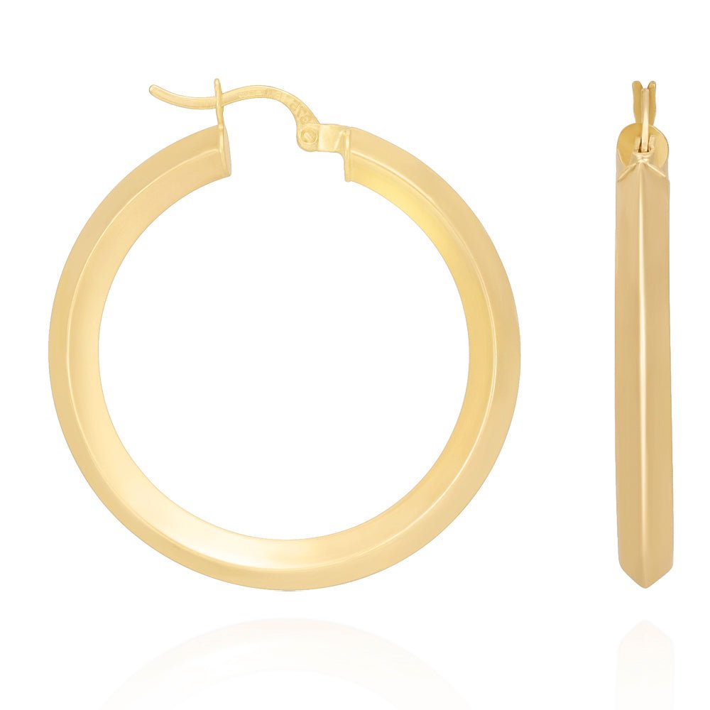 9ct Yellow Gold Plain Hoop Earrings ERV0097M - FJewellery