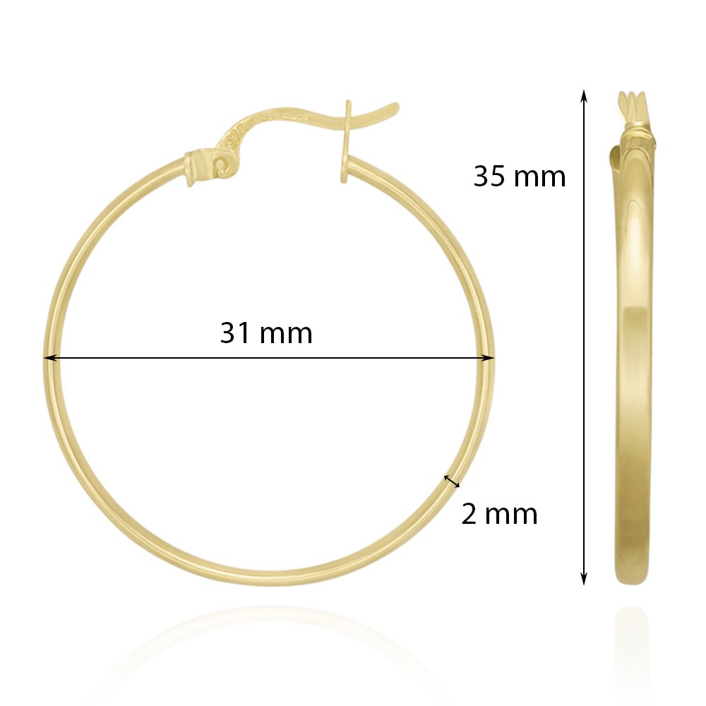 9ct Yellow Gold Plain Hoop Earrings ERV0108S - FJewellery