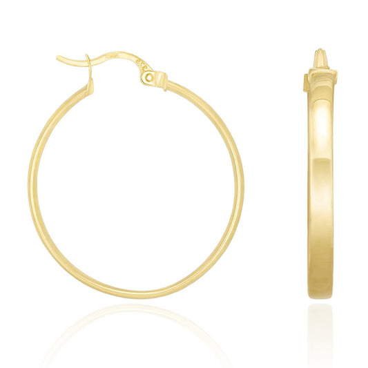 9ct Yellow Gold Plain Hoop Earrings ERV0112M - FJewellery