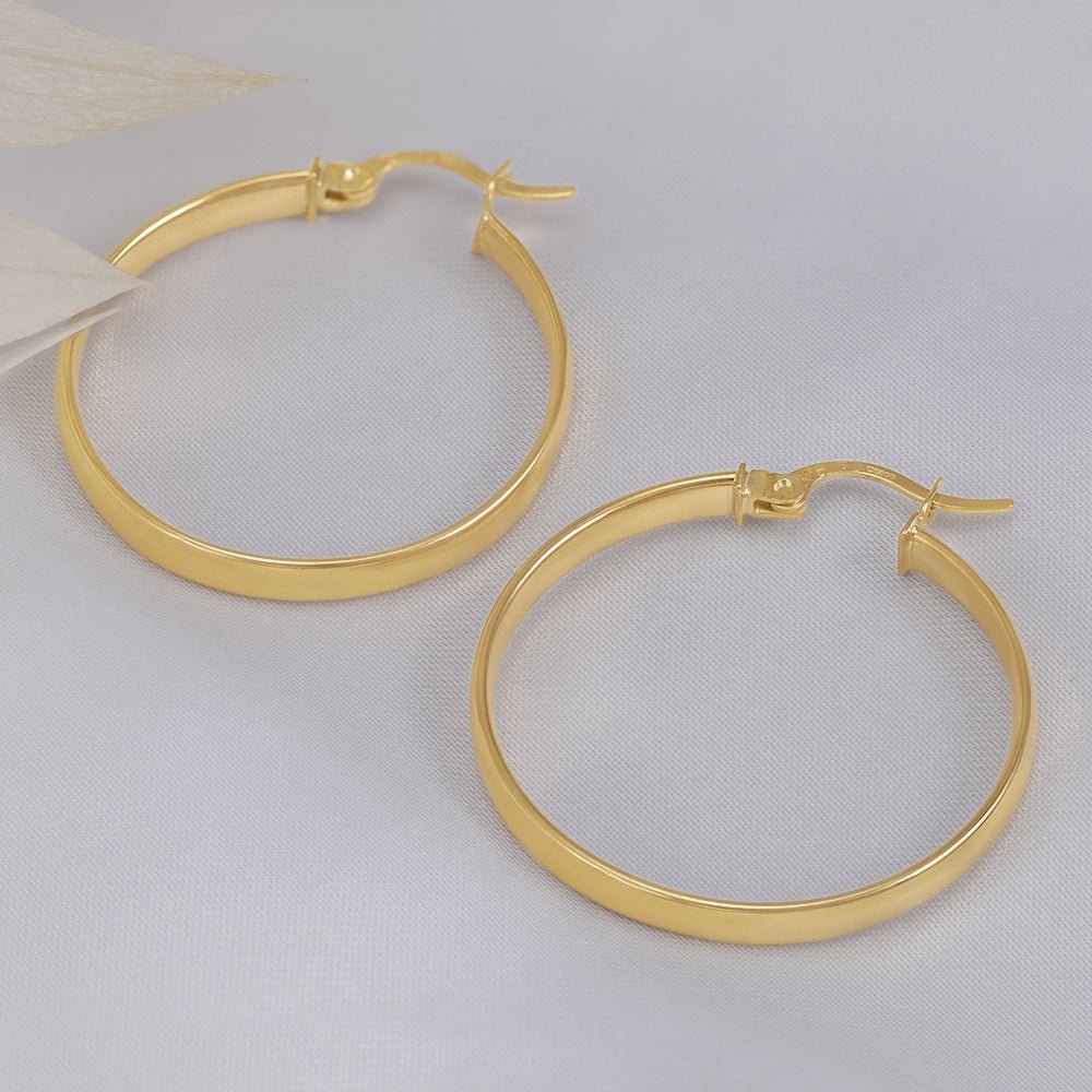 9ct Yellow Gold Plain Hoop Earrings ERV0112M - FJewellery