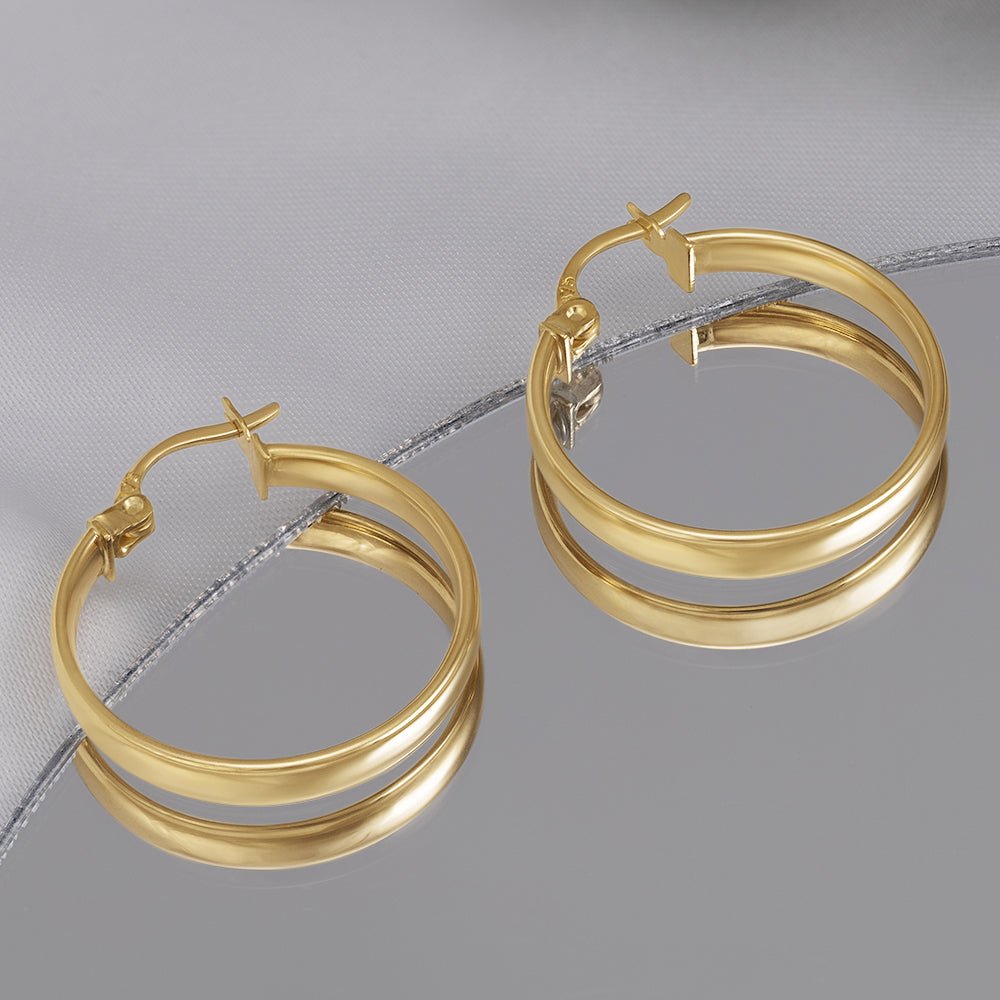 9ct Yellow Gold Plain Hoop Earrings ERV0112S - FJewellery