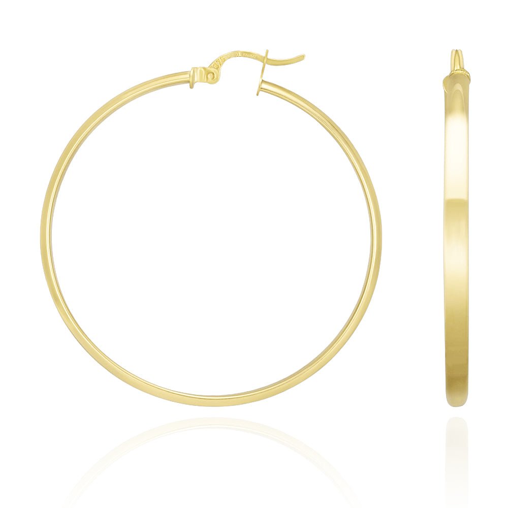 9ct Yellow Gold Plain Hoop Earrings ERV0132L - FJewellery