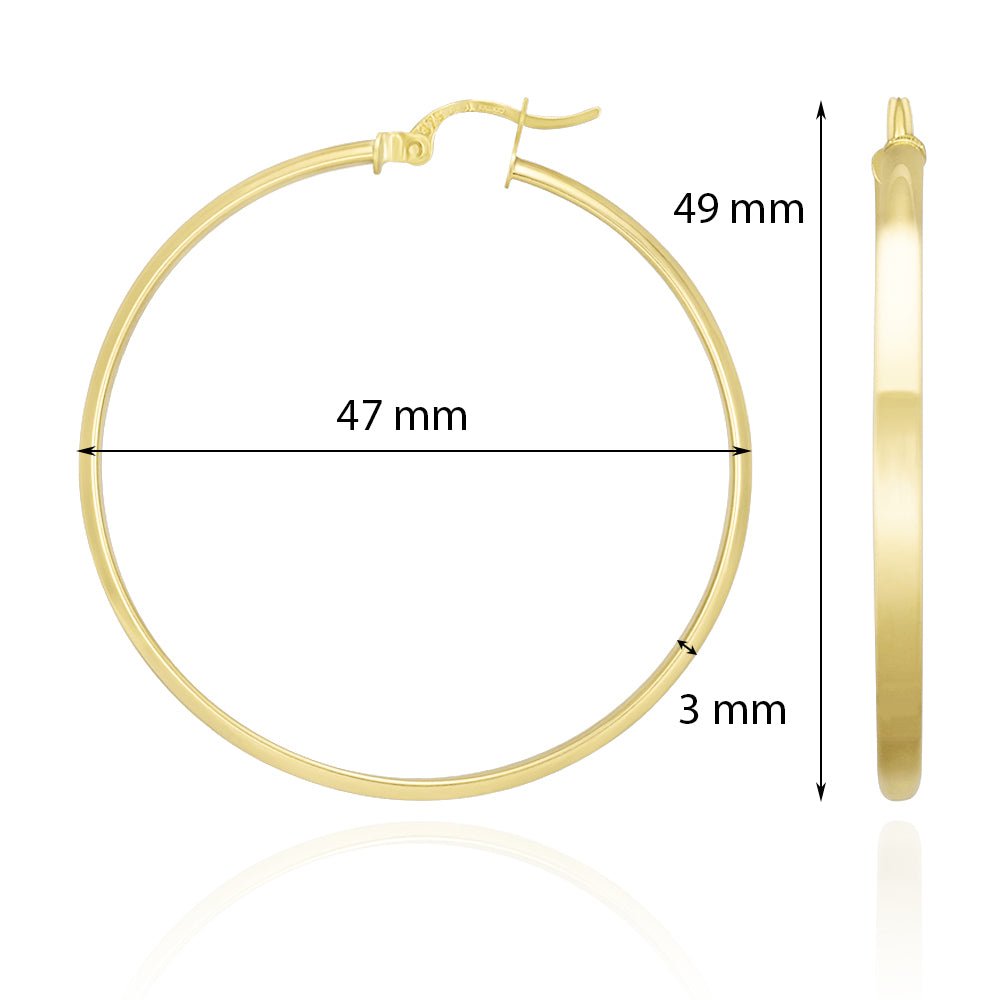 9ct Yellow Gold Plain Hoop Earrings ERV0132L - FJewellery