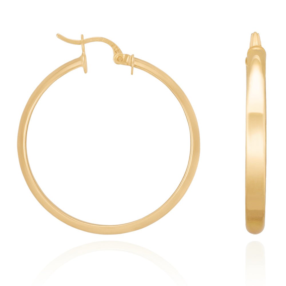 9ct Yellow Gold Plain Hoop Earrings ERV0132M - FJewellery