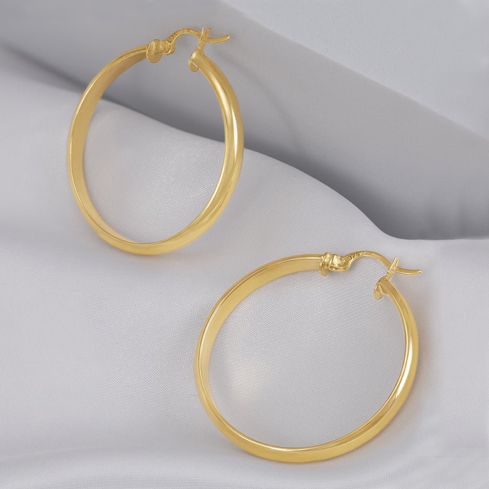 9ct Yellow Gold Plain Hoop Earrings ERV0132M - FJewellery