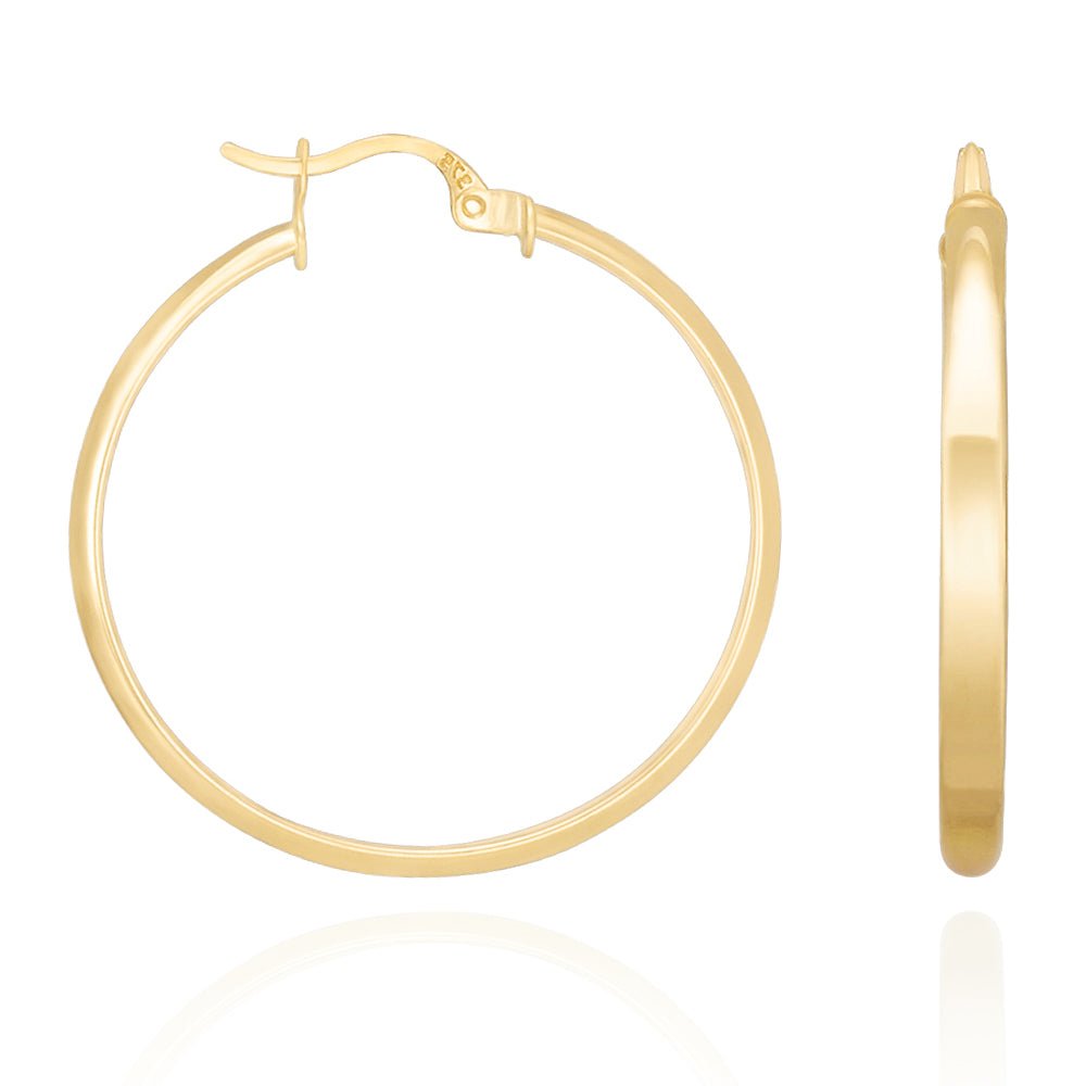 9ct Yellow Gold Plain Hoop Earrings ERV0140M - FJewellery