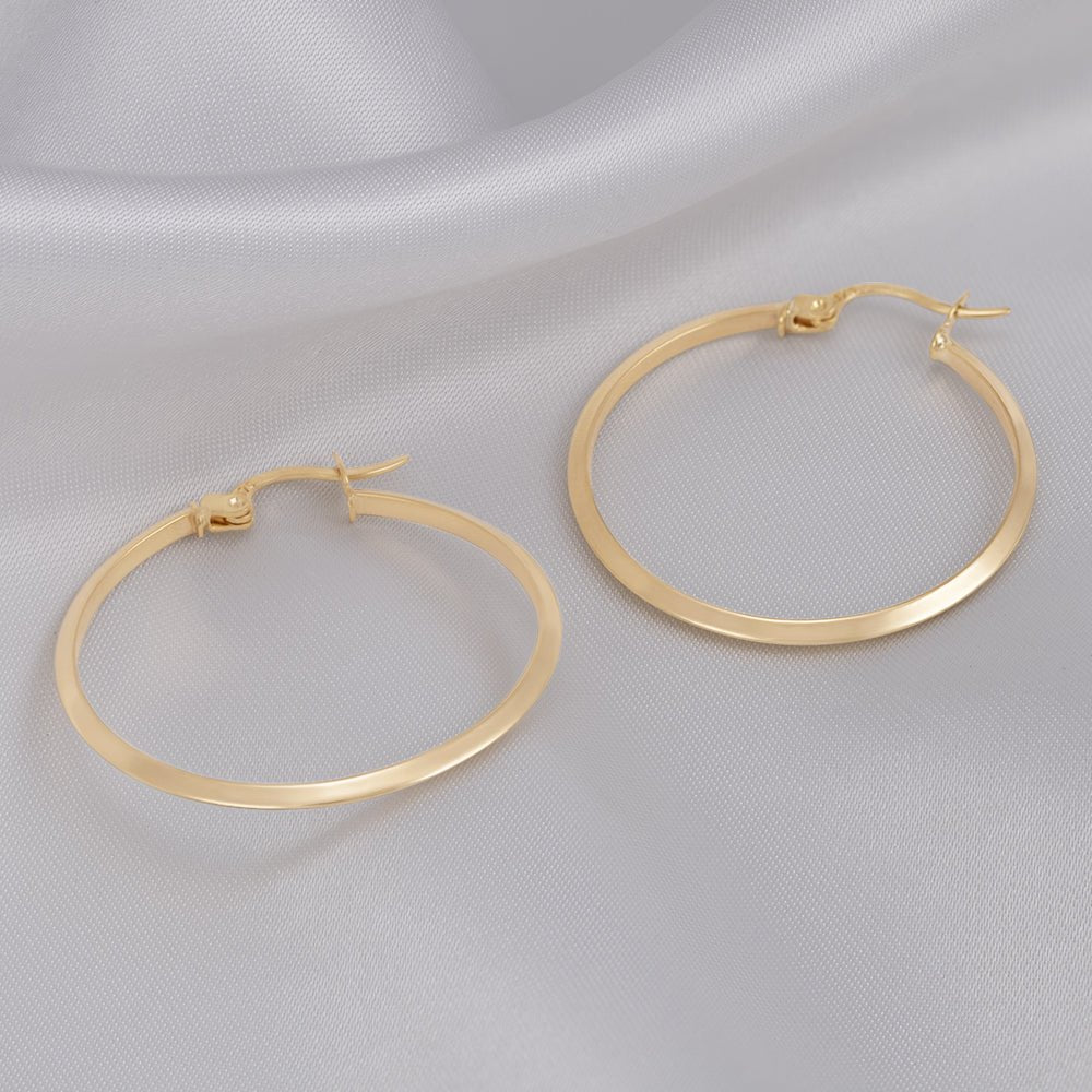 9ct Yellow Gold Plain Hoop Earrings ERV0149M - FJewellery