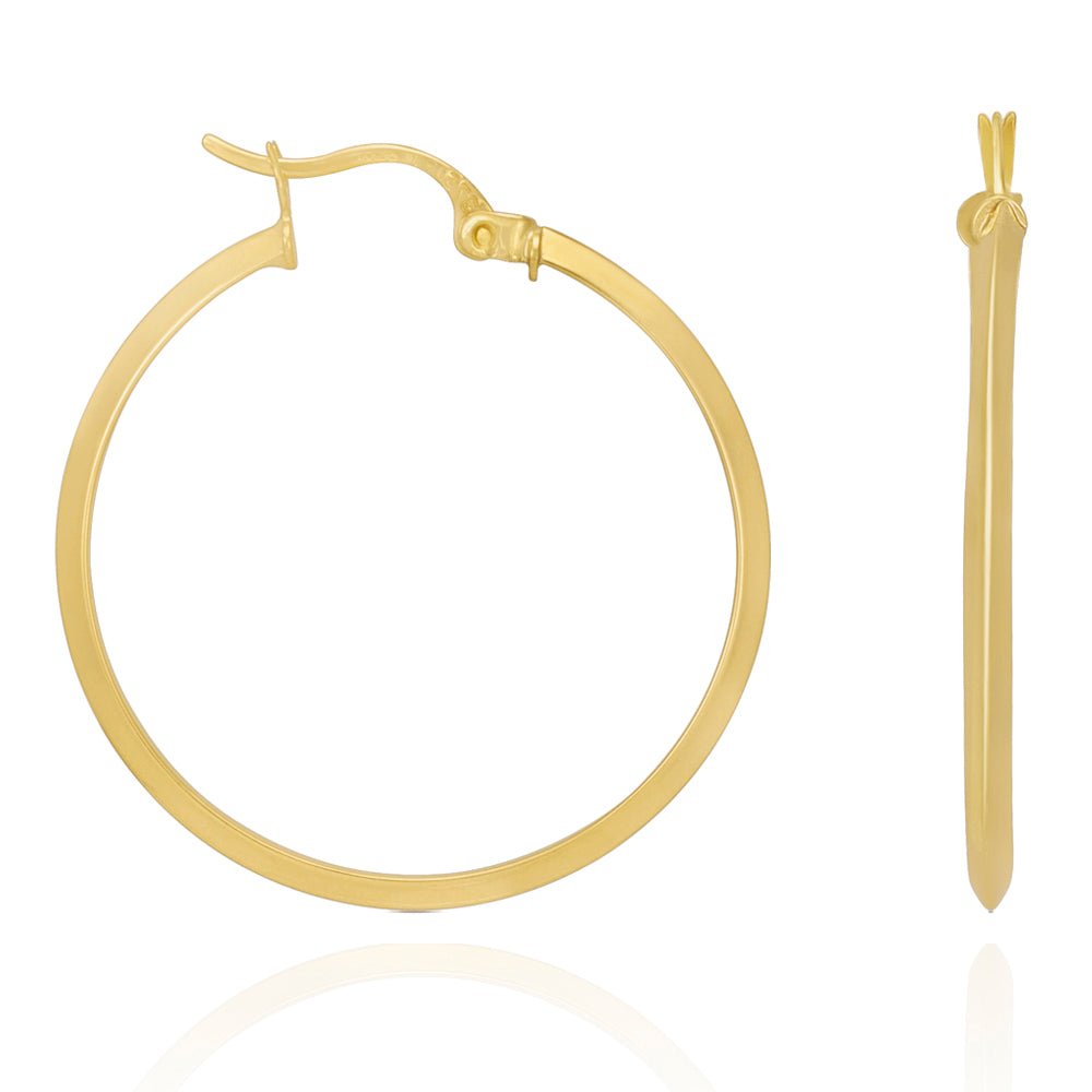 9ct Yellow Gold Plain Hoop Earrings ERV0149M - FJewellery