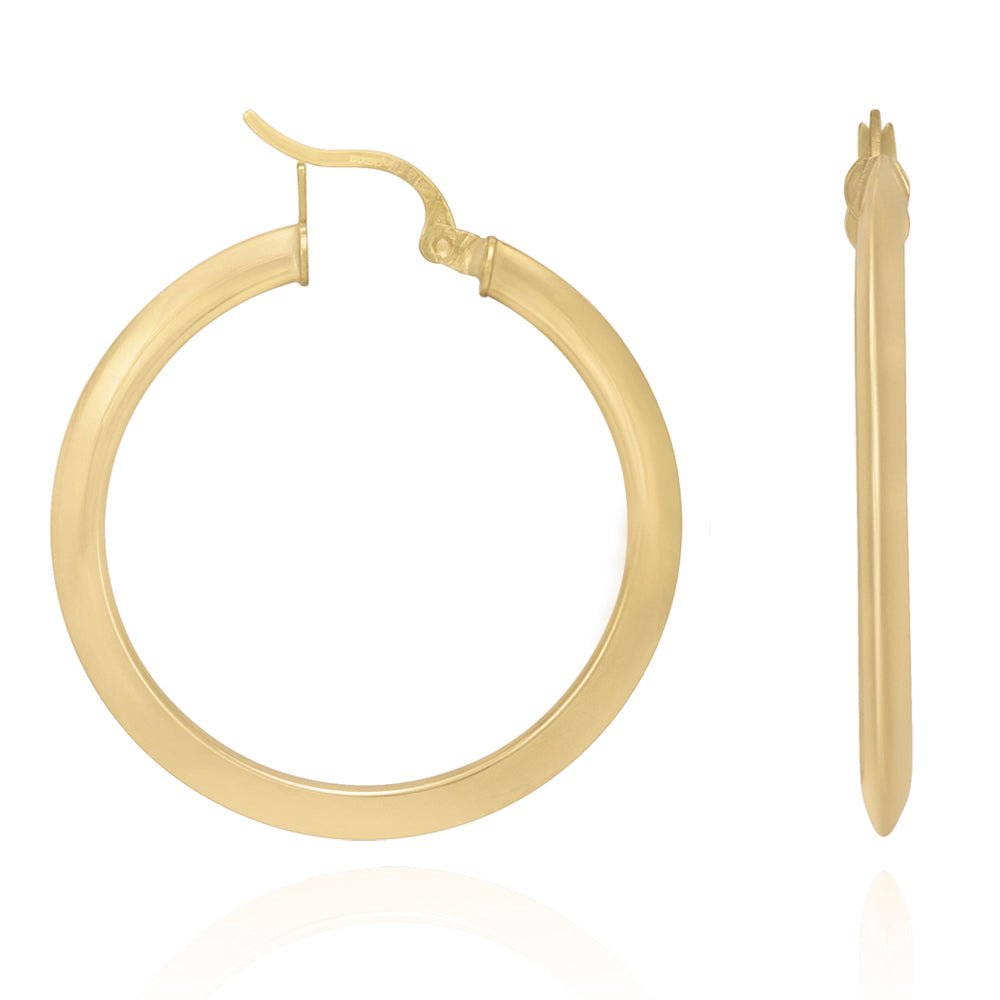 9ct Yellow Gold Plain Hoop Earrings ERV0153 - FJewellery