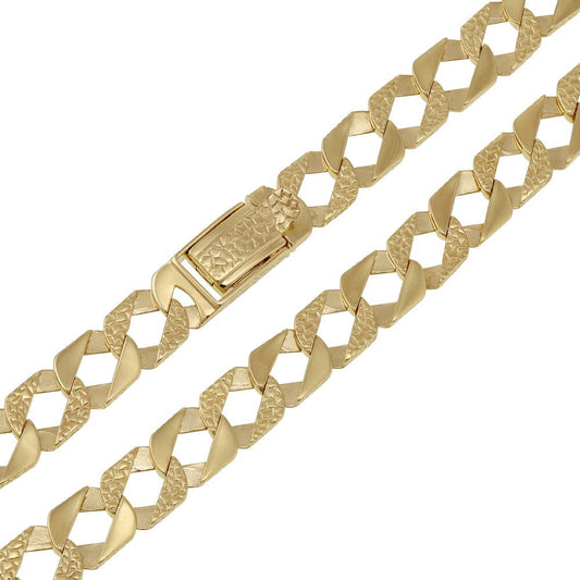 9ct Yellow Gold Plain & Nugget Link Flat Curb Chain DSHCN0648 - FJewellery