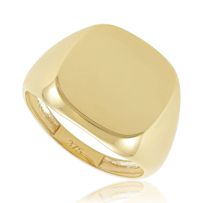 9ct Yellow Gold Plain Signet Ring - FJewellery
