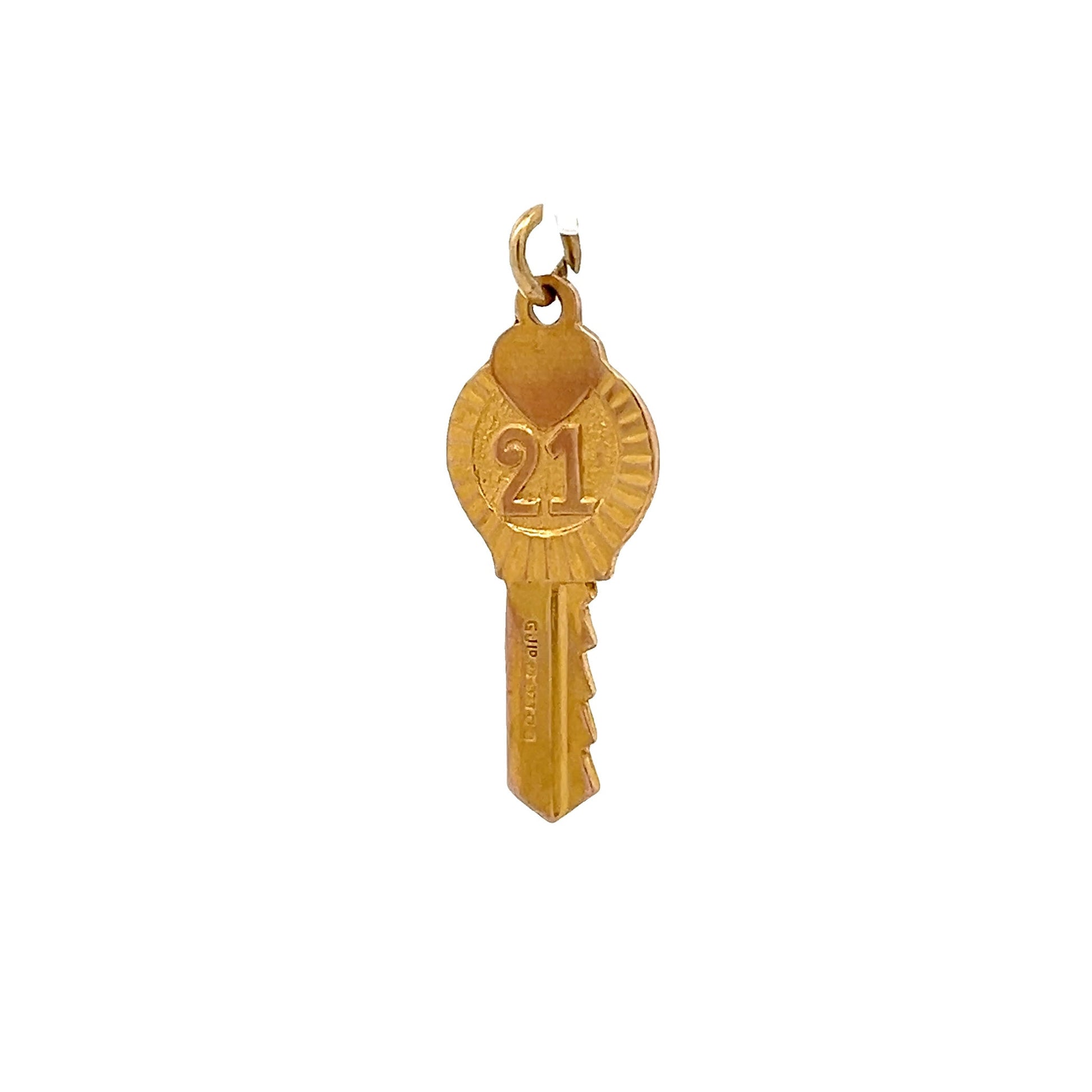 9ct yellow gold pre - owned KEY pendant 05002003 - FJewellery