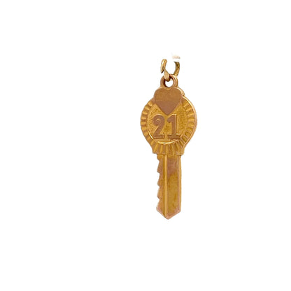 9ct yellow gold pre - owned KEY pendant 05002003 - FJewellery