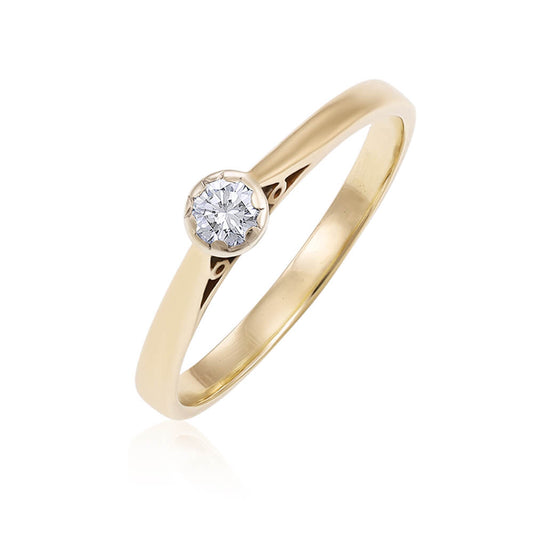 9ct yellow gold Pre-owned Single diamond ring 8000031 - FJewellery