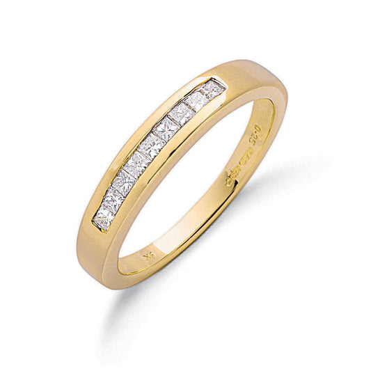 9ct Yellow Gold Princess Cut Diamond Half Eternity Ring 3.5mm - FJewellery