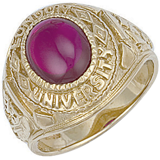 9ct Yellow Gold Red Cabochon London University Ring - FJewellery