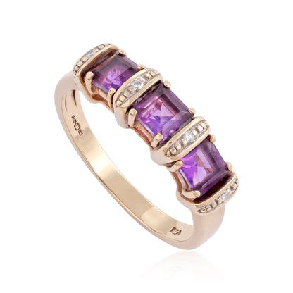 9ct yellow gold ring with gemstones 02026876 - FJewellery