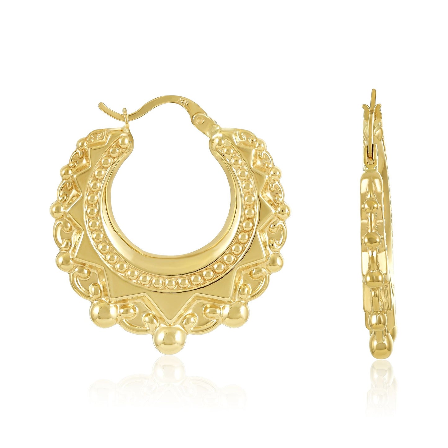 9ct Yellow Gold Round Creole Hoop Earrings - FJewellery