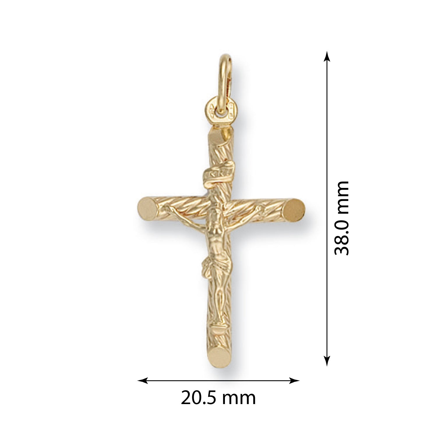 9ct Yellow Gold Round Tube Fancy Crucifix - FJewellery