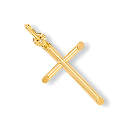 9ct Yellow Gold Round Tubed Cross - FJewellery