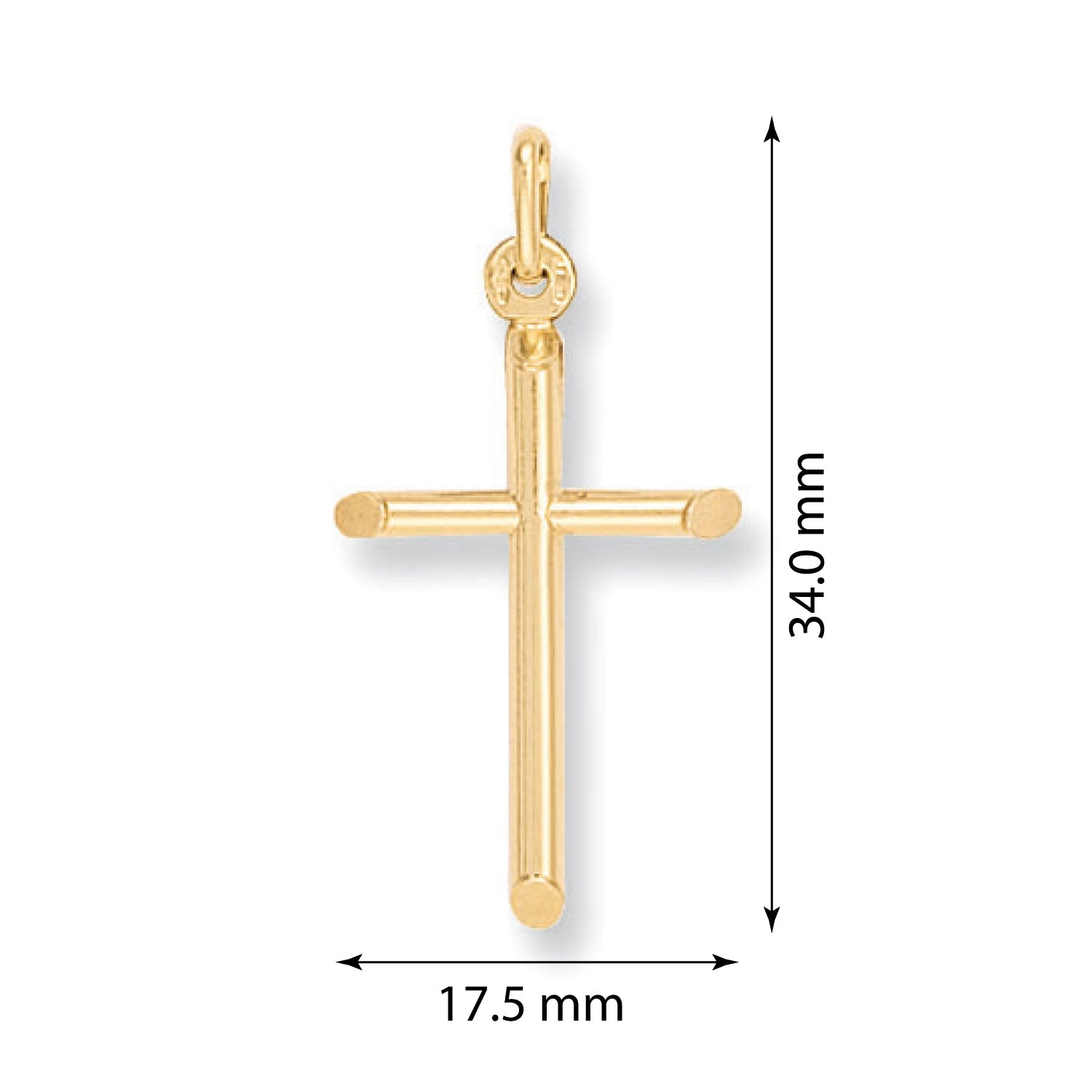 9ct Yellow Gold Round Tubed Cross - FJewellery