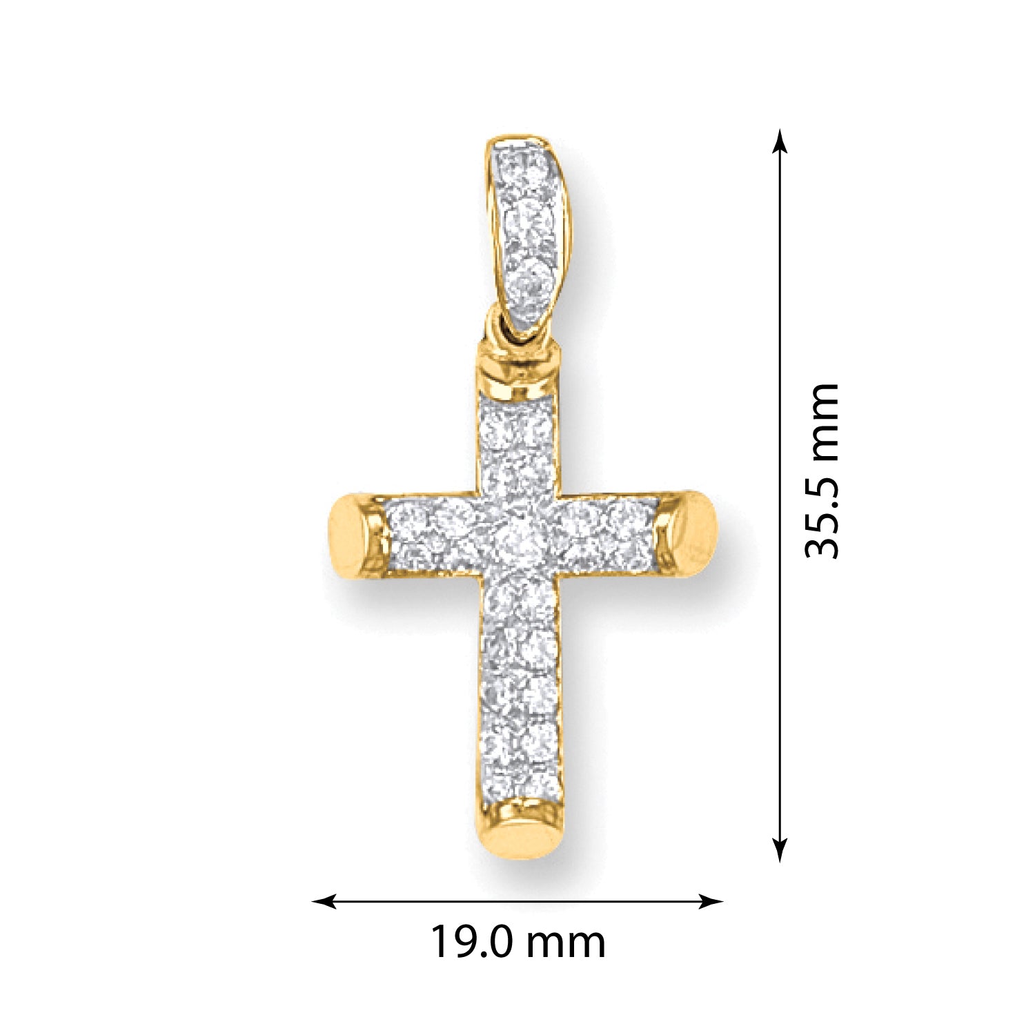 9ct Yellow Gold Round Tubed Cz Fancy Cross - FJewellery