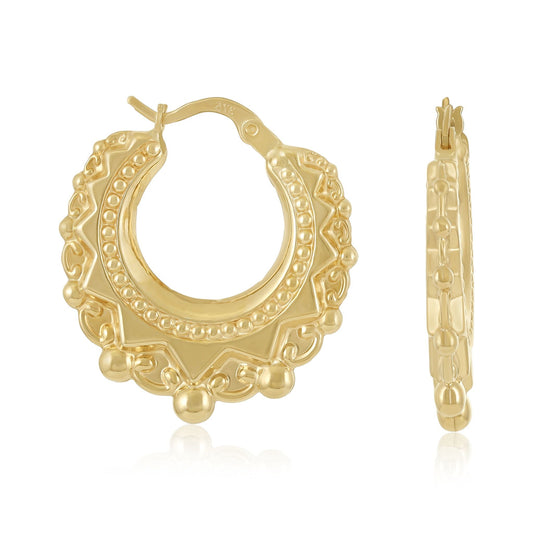 9ct Yellow Gold Rounded Creole Hoops - FJewellery