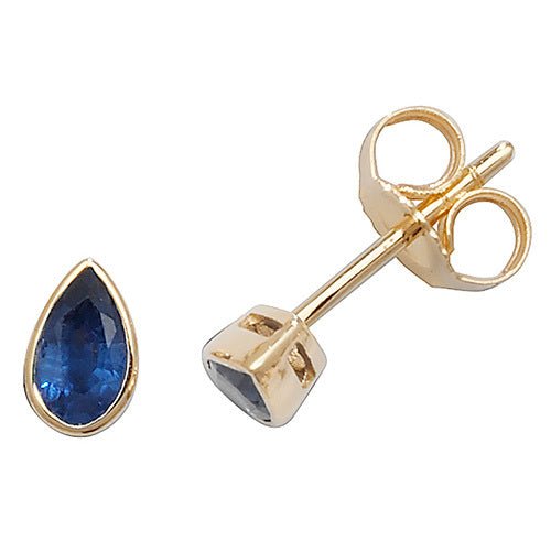 9ct Yellow Gold Sapphire Rubover Studs - FJewellery