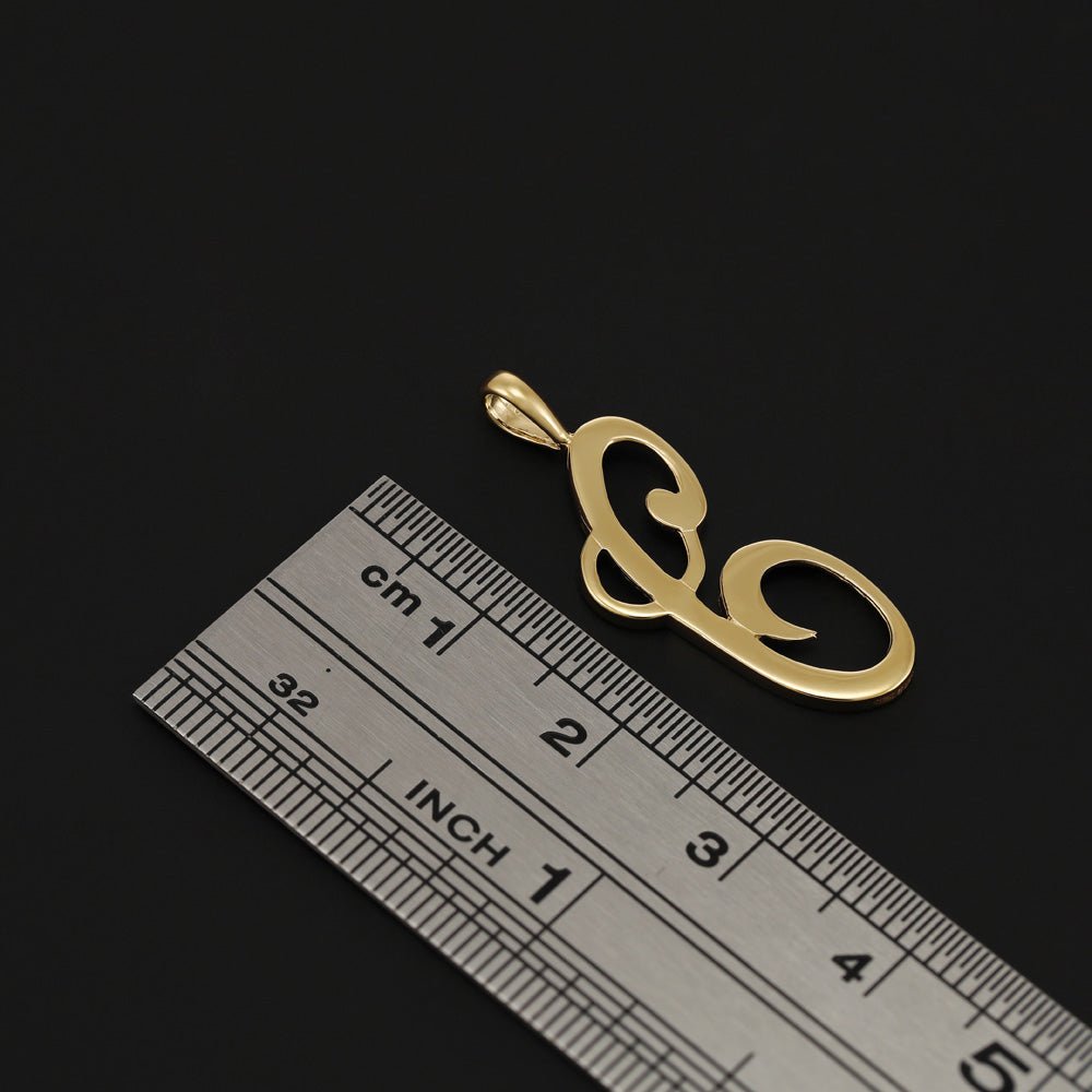 9ct Yellow Gold Script Initial Pendant C - FJewellery