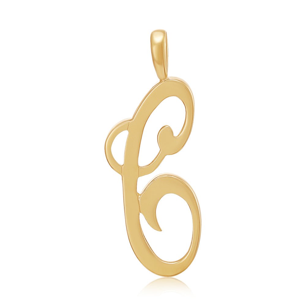 9ct Yellow Gold Script Initial Pendant C - FJewellery